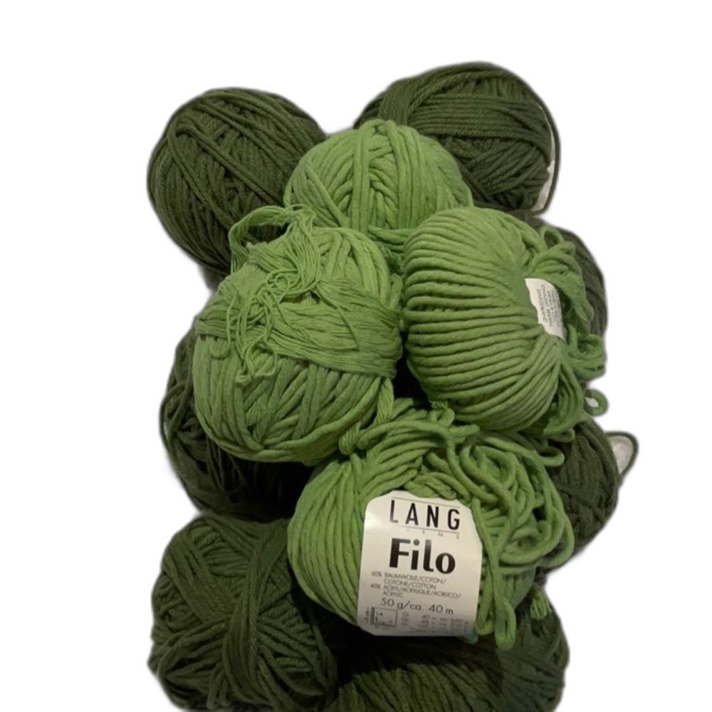 Lot of 11 Skeins Yarn in Greens  ++++ added 3 more Lang Filo